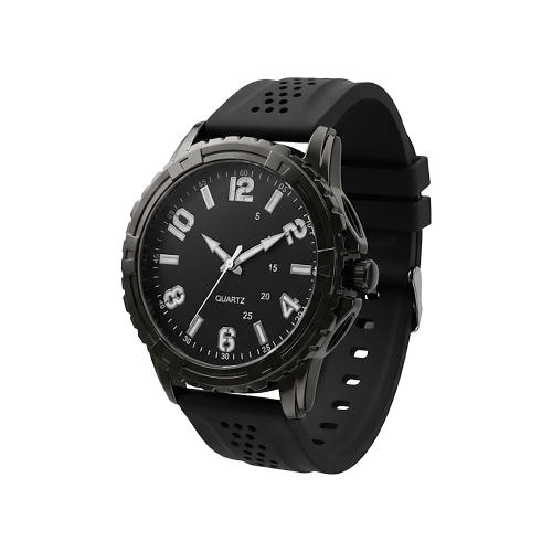 Relógio Analógico Masculino Borracha Preto Carbon